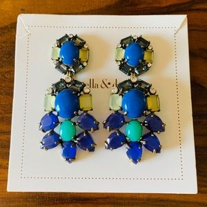 Stella & Dot 2-in-1 Blue Gem Earrings